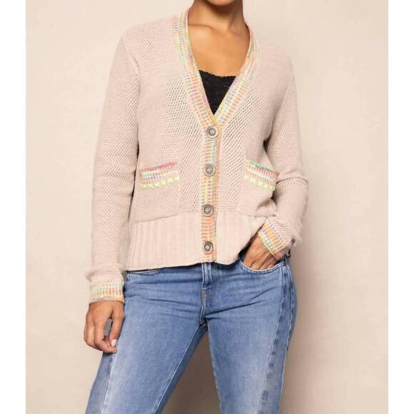 NEW LISA TODD double track cardigan in vellum/ink